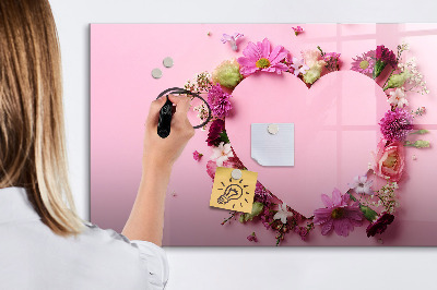 Magnetic erase board Heart of flowers