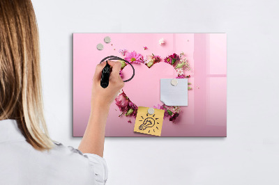 Magnetic erase board Heart of flowers