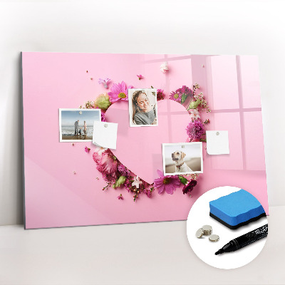 Magnetic erase board Heart of flowers