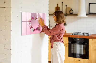 Magnetic erase board Heart of flowers