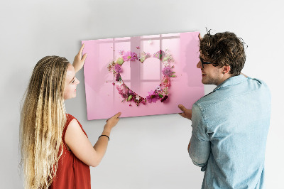 Magnetic erase board Heart of flowers