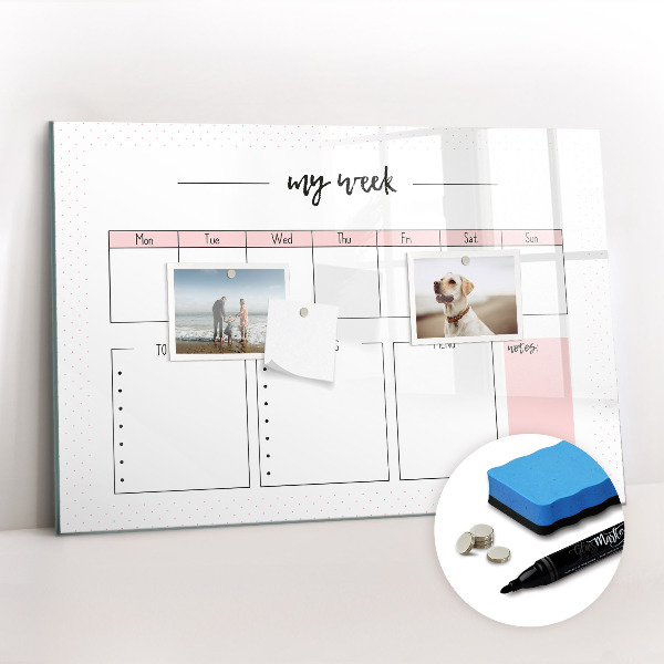 Magnetic writing board My weekly planner