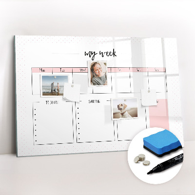 Magnetic writing board My weekly planner