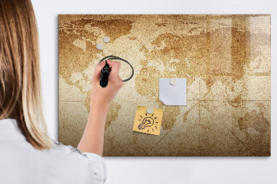 Magnetic writing board Vintage world map