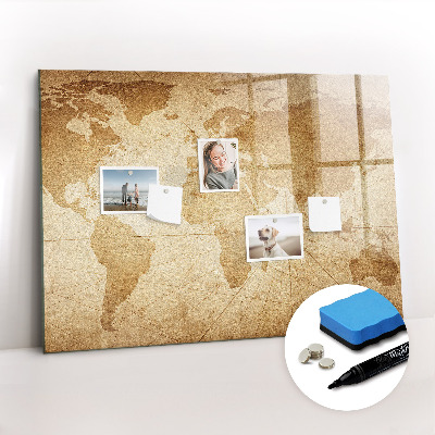 Magnetic writing board Vintage world map