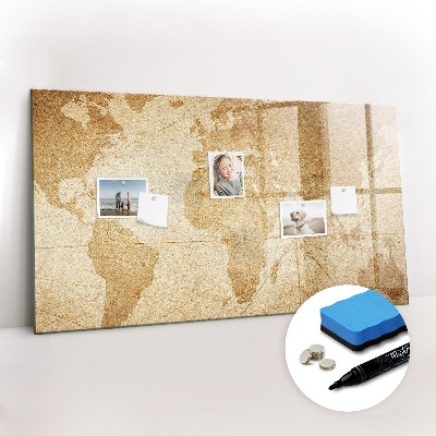 Magnetic board for writing Vintage world map