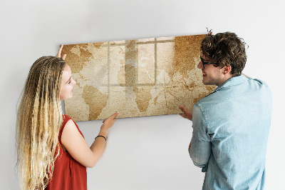 Magnetic board for writing Vintage world map