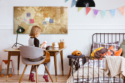 Magnetic board for writing Vintage world map