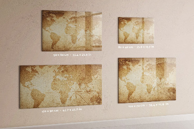 Magnetic writing board Vintage world map