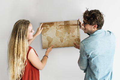 Magnetic writing board Vintage world map