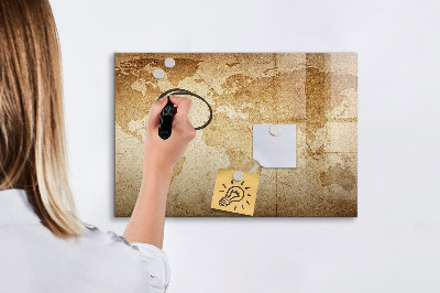 Magnetic writing board Vintage world map