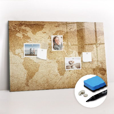 Magnetic writing board Vintage world map