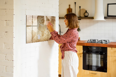 Magnetic writing board Vintage world map