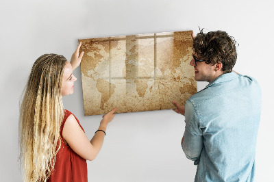 Magnetic writing board Vintage world map