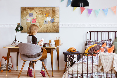 Magnetic board for writing Vintage world map