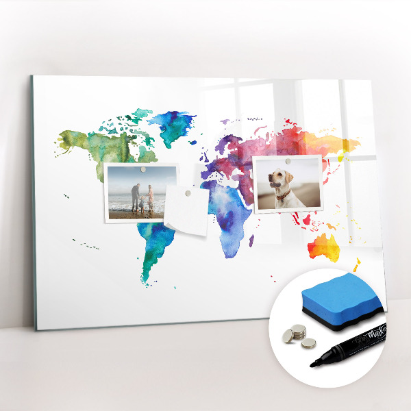 Magnetic drawing board Watercolor map of the world
