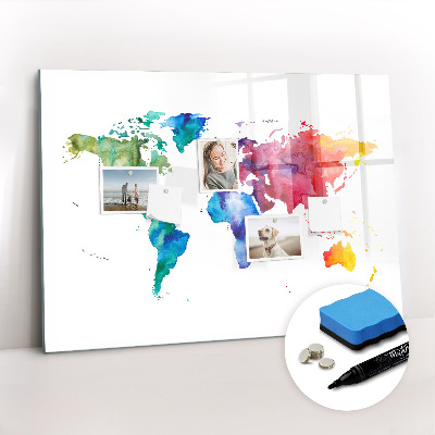 Magnetic drawing board Watercolor world map