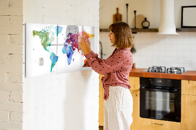 Magnetic writing board Watercolor map of the world