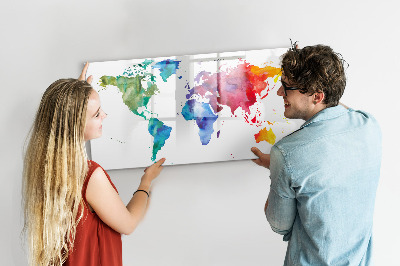 Magnetic writing board Watercolor map of the world