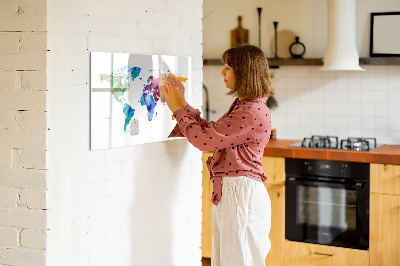 Magnetic writing board Watercolor map of the world