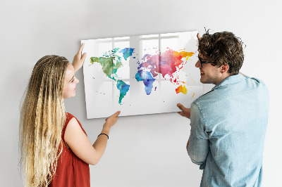 Magnetic writing board Watercolor map of the world