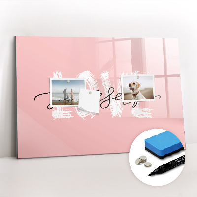Magnetic writing board Love yourself inscription