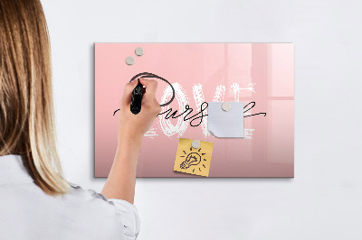 Magnetic writing board Love yourself inscription
