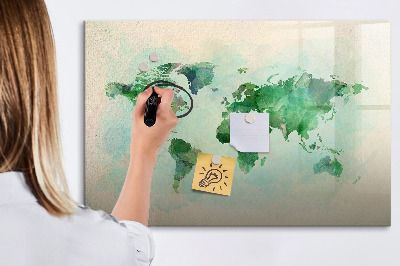 Magnetic writing board Watercolor world map