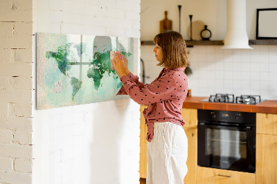 Magnetic writing board Watercolor world map