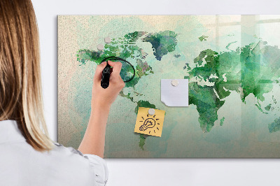 Magnetic writing board Watercolor world map
