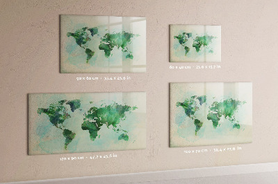 Magnetic writing board Watercolor world map