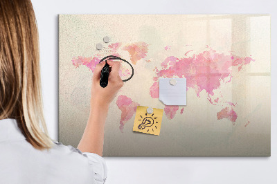 Magnetic writing board Watercolor world map