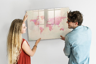Magnetic erase board Watercolor world map