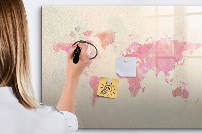 Magnetic writing board Watercolor world map