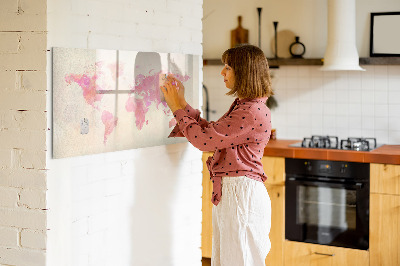 Magnetic erase board Watercolor world map