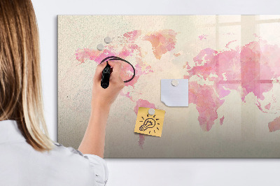 Magnetic erase board Watercolor world map