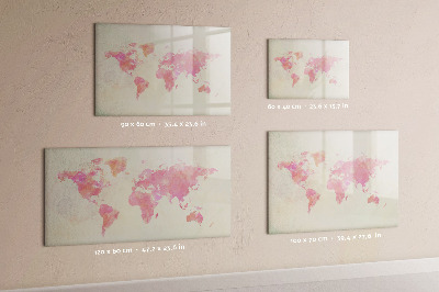 Magnetic erase board Watercolor world map
