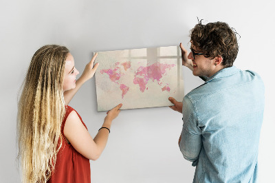 Magnetic writing board Watercolor world map