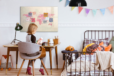 Magnetic erase board Watercolor world map