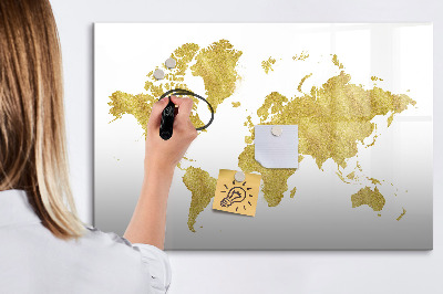Magnetic writing board Golden map of the world