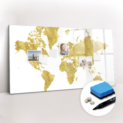 Magnetic writing board Golden world map