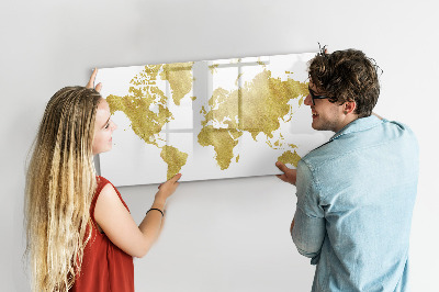 Magnetic writing board Golden world map