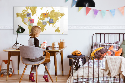 Magnetic writing board Golden world map