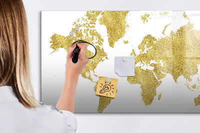 Magnetic writing board Golden world map