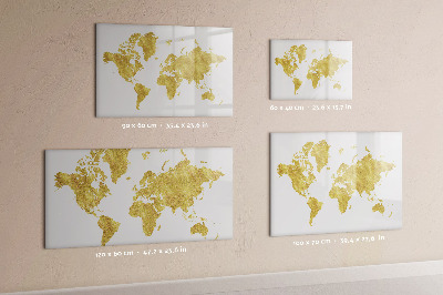 Magnetic writing board Golden world map