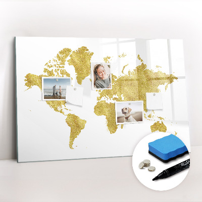 Magnetic writing board Golden map of the world