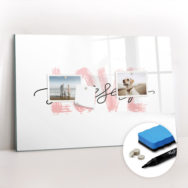 Magnetic erase board Love yourself inscription