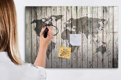 Magnetic writing board World map of the board