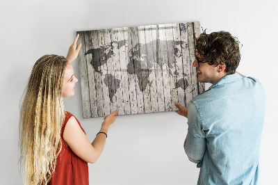 Magnetic writing board World map of the board