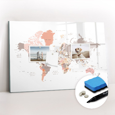 Magnetic erase board World map